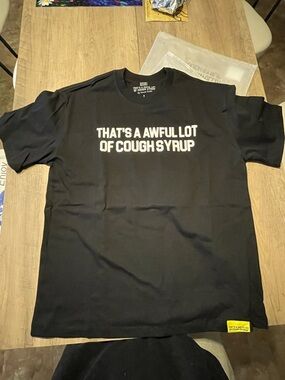 Men's Black Graphic Tee with White Slogan